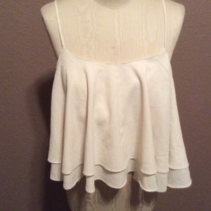 Free People White Layered Crop Top
